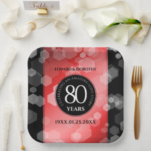 Elegante 80. Ruby Hochzeitstag Jahrestagsfeier Pappteller