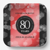 Elegante 80. Ruby Hochzeitstag Jahrestagsfeier Pappteller (Vorderseite)