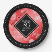 Elegante 80. Ruby Hochzeitstag Jahrestagsfeier Pappteller (Vorderseite)