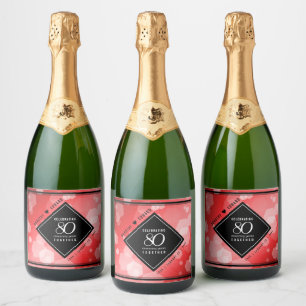 Elegante 80. Ruby Hochzeitstag Jahrestagsfeier Schaumweinetikett