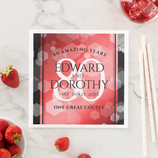 Elegante 80. Ruby Hochzeitstag Jahrestagsfeier Serviette (Beispiel)