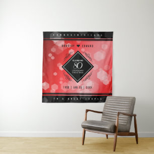 Elegante 80. Ruby Hochzeitstag Jahrestagsfeier Wandteppich