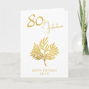 Elegante 80 und Fabelhaft Gold Zweige 80. Geburtst Karte