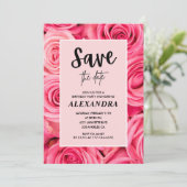 Elegante 81. Geburtstags-Einladung Pinke Rose Save Einladung (Stehend Vorderseite)