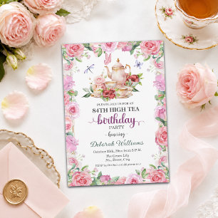 Elegante 84. Geburtstags-High-Tea-Party  Einladung