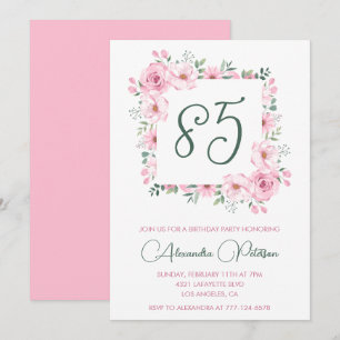Elegante 85. Geburtstagseinladungen Floral Rosa Einladung