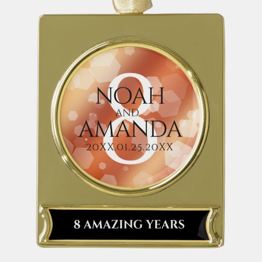 Elegante 8. Bronze Hochzeitstag Feier Banner-Ornament Gold (Vorderseite)