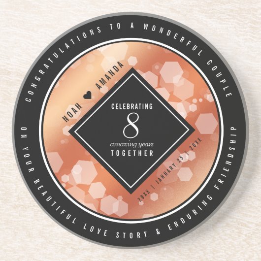 Elegante 8. Bronze Hochzeitstag Feier Getränkeuntersetzer (Vorne)