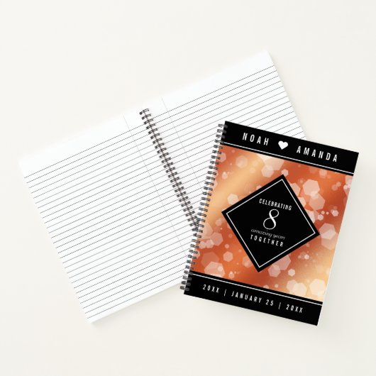 Elegante 8. Bronze Hochzeitstag Feier Notizblock (Innenseite)