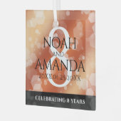 Elegante 8. Bronze Hochzeitstag Feier Ornament Aus Glas (Vorderseite links)