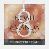 Elegante 8. Bronze Hochzeitstag Feier Ornament Aus Glas (Vorderseite)