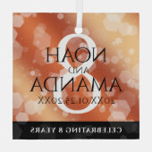 Elegante 8. Bronze Hochzeitstag Feier Ornament Aus Glas (Rückseite)