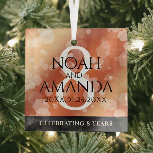 Elegante 8. Bronze Hochzeitstag Feier Ornament Aus Glas (Insitu)