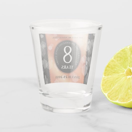 Elegante 8. Bronze Hochzeitstag Feier Schnapsglas (Rückseite)