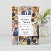 elegante 8-Foto-Hochzeitsfeier Einladung (Stehend Vorderseite)