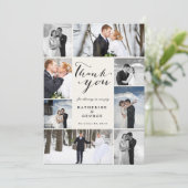 Elegante 8-Foto-Hochzeitskollektion mit Skripttext Dankeskarte (Stehend Vorderseite)