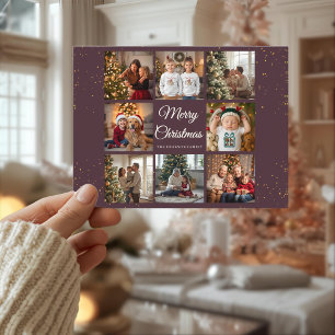 Elegante 8-Foto-Weihnachtskarte Feiertagspostkarte