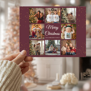 Elegante 8-Foto-Weihnachtskarte Feiertagspostkarte