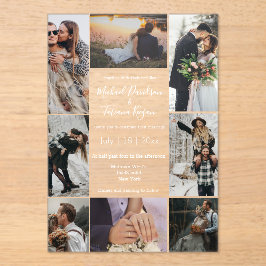 elegante 8 Fotos Collage Moderne Hochzeit Acryleinladungen