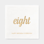 Elegante 8. Geburtstag Modernes Gold Servietten Mit Folie (Vorderseite)