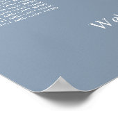 Elegante 8 Table Dusty Blue Wedding Seating Chart Poster (Ecke)