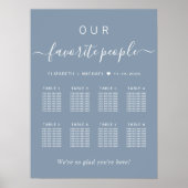 Elegante 8 Table Dusty Blue Wedding Seating Chart Poster (Vorne)