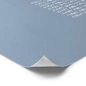 Elegante 8 Table Dusty Blue Wedding Seating Chart Poster (Ecke)