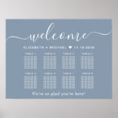 Elegante 8 Table Dusty Blue Wedding Seating Chart Poster (Vorne)