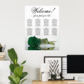 Elegante 8 Table Emerald Green Rose Seating Chart Poster (Heimbüro)