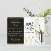 Elegante 90. Geburtstagsparty Einladung (Stehend Vorderseite)