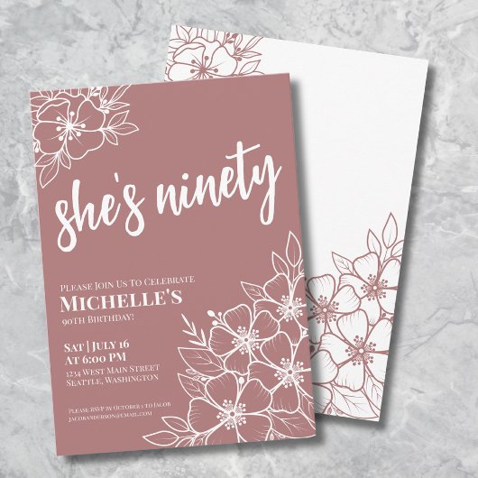 Elegante 90. Geburtstagsparty Einladung
