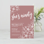 Elegante 90. Geburtstagsparty Einladung (Stehend Vorderseite)