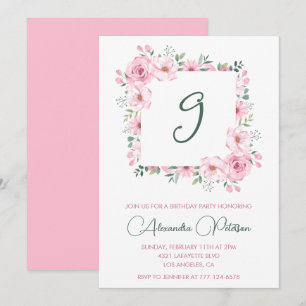 Elegante 9. Geburtstagseinladungen Floral Rosa Einladung