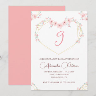Elegante 9. Geburtstagseinladungen Rosa Floral  Einladung