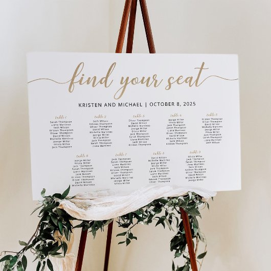 Elegante 9 Tische finden Ihre Sitzkarte Poster