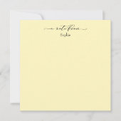 Elegante "A Note from" einfache Karte blassgelb (Vorderseite)