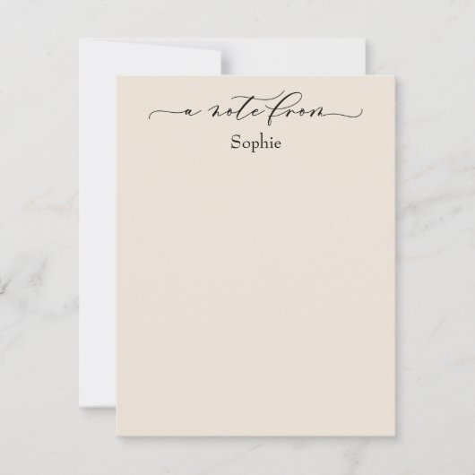Elegante "A Note From" Einfache Karte in Cream (Vorderseite)