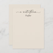 Elegante "A Note From" Einfache Karte in Cream (Vorne/Hinten)
