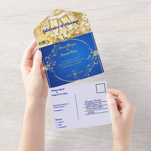 Elegante aber einfache Hochzeit All In One Einladung (Abreißen)