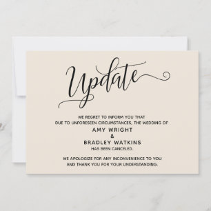 Elegante abgesagte Hochzeit Creme Ankündigung