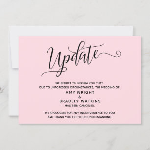 Elegante abgesagte Hochzeit Pastellrosa Bekanntmac Einladung