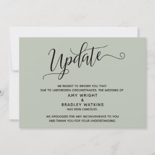 Elegante abgesagte Hochzeit Weiden Grün Ankündigun Einladung