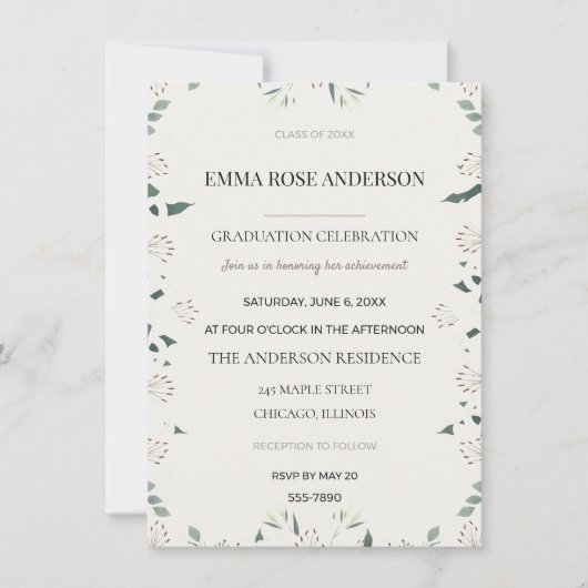 Elegante Abiturparty-Abschlussfeier-Einladungen Einladung (Vorderseite)