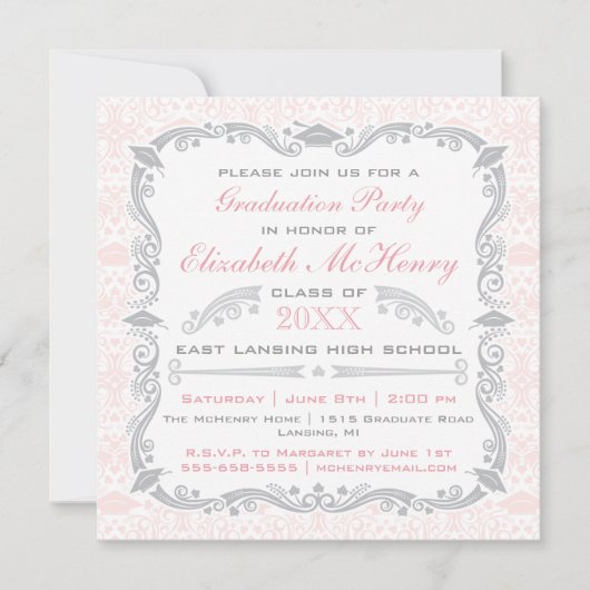 Elegante Abschluss-Einladungs-Mitteilung Einladung (Vorderseite)