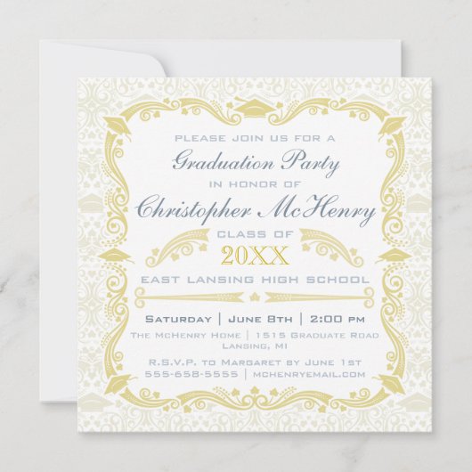 Elegante Abschluss-Einladungs-Mitteilung Einladung (Vorderseite)