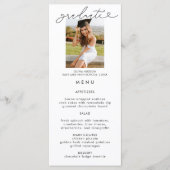 Elegante Abschluss Foto Calligraphy Menu Card Menükarte (Vorderseite)
