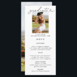 Elegante Abschluss Foto Calligraphy Menu Card Menükarte<br><div class="desc">Diese elegante Graduiertenmenükarte ist das ultimative Statement-Stück. Es ist mit Kalligraphie geschrieben mit einem Akzent Herz und zwei Fotos auf der Vorder-und Rückseite.</div>