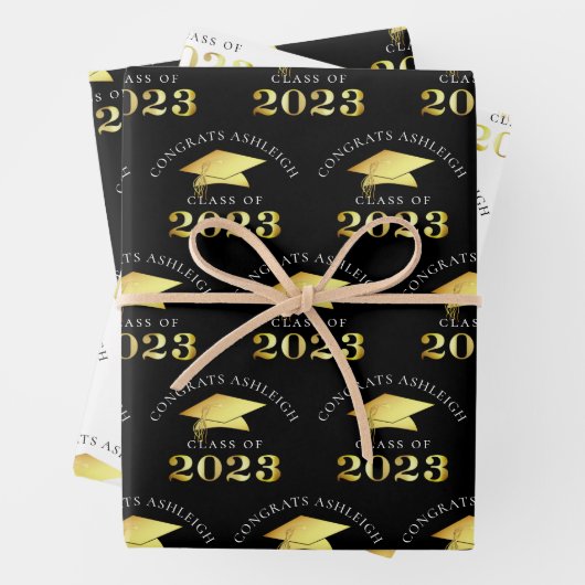 Elegante Abschluss Imitate Goldfräsen Farbe Geschenkpapier Set (Beispiel)