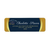 Elegante Abschluss Navy und Gold Rücksendeadresse (Vorne)