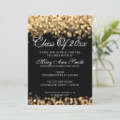 Elegante Abschluss-Party-Goldlichter Einladung (Stehend Vorderseite)